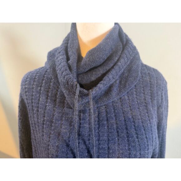 Autumn Cashmere Cowl Neck Sweater XL Wool Cashmere Blend Blue Luxury Knit - Picture 6 of 10